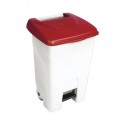 CONTENEUR MOBILE A PEDALE 80L BLANC/COUVERCLE ROUGE