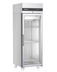 Armoire froide GN2/1 - Vitrée froid ventilé -2 à + 08 °C - 654 L - 1 porte vitrée -720x905x2095 mm - 230 V mono - Sur roule