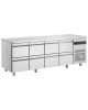 Table gastronorme GN1/1 - Dessus inox - Froid ventilé 0 à +10°C - PNR2222 - 588 L - 8 tiroires - 2240x700x870 mm
