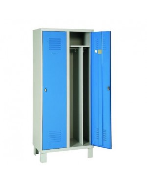 VESTIAIRE 1 CASE EN TOLE 8/10 - GRIS / BLEU MORAILLON SUR PIED - 400X500X1941