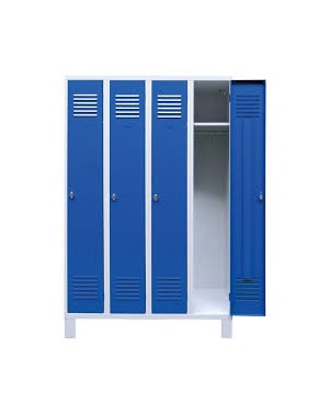 VESTIAIRE 2 CASES EN TOLE 8/10 - GRIS / BLEU MORAILLON SUR PIED - 800X500X1940 VESTIAIRE 2 CASES EN TOLE 8/10 - GRIS / BLEU MORAILLON SUR PIED - 800X500X1940