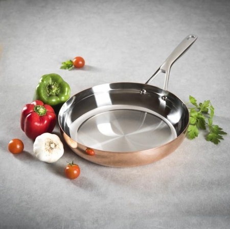 PROMOTION -30%-POÊLE A FRIRE CUIVRE ET INOX 28CM