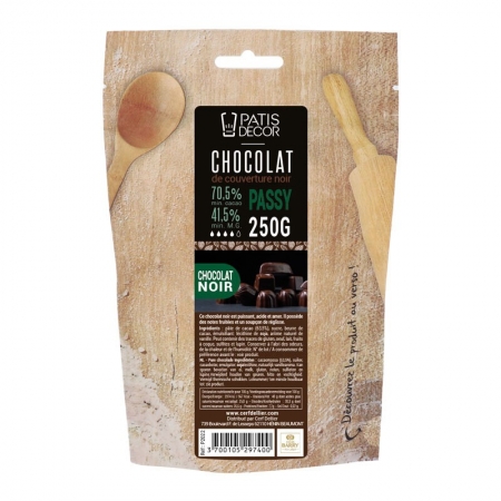 CHOCOLAT DE  COUVERTURE NOIR PASSY 70 % - 250 GR