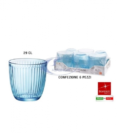 6 VERRES LINE BLEU 29CL