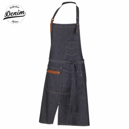 TABLIER MIXTE HAROLD DENIM BRUT CUIR COGNAC TU