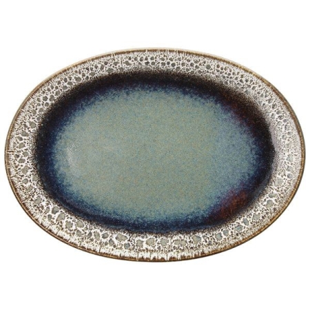 4 PLATS OVAL 30CM BLOOM BLUE AND BROWN