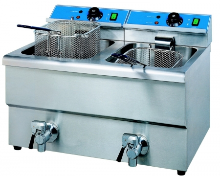 Friteuse électrique à poser avec robinet 2x8L