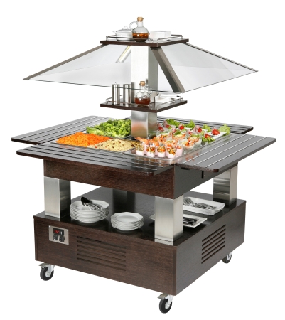 Buffet central mobile chaud - 4 bacs GN1/1x150